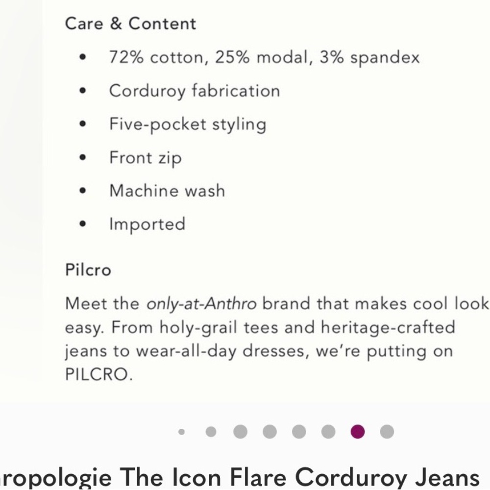 NWT | ANTHROPOLOGIE Pilcro The Icon Flare Corduroy Jeans | Women's 16W - Picture 16 of 16